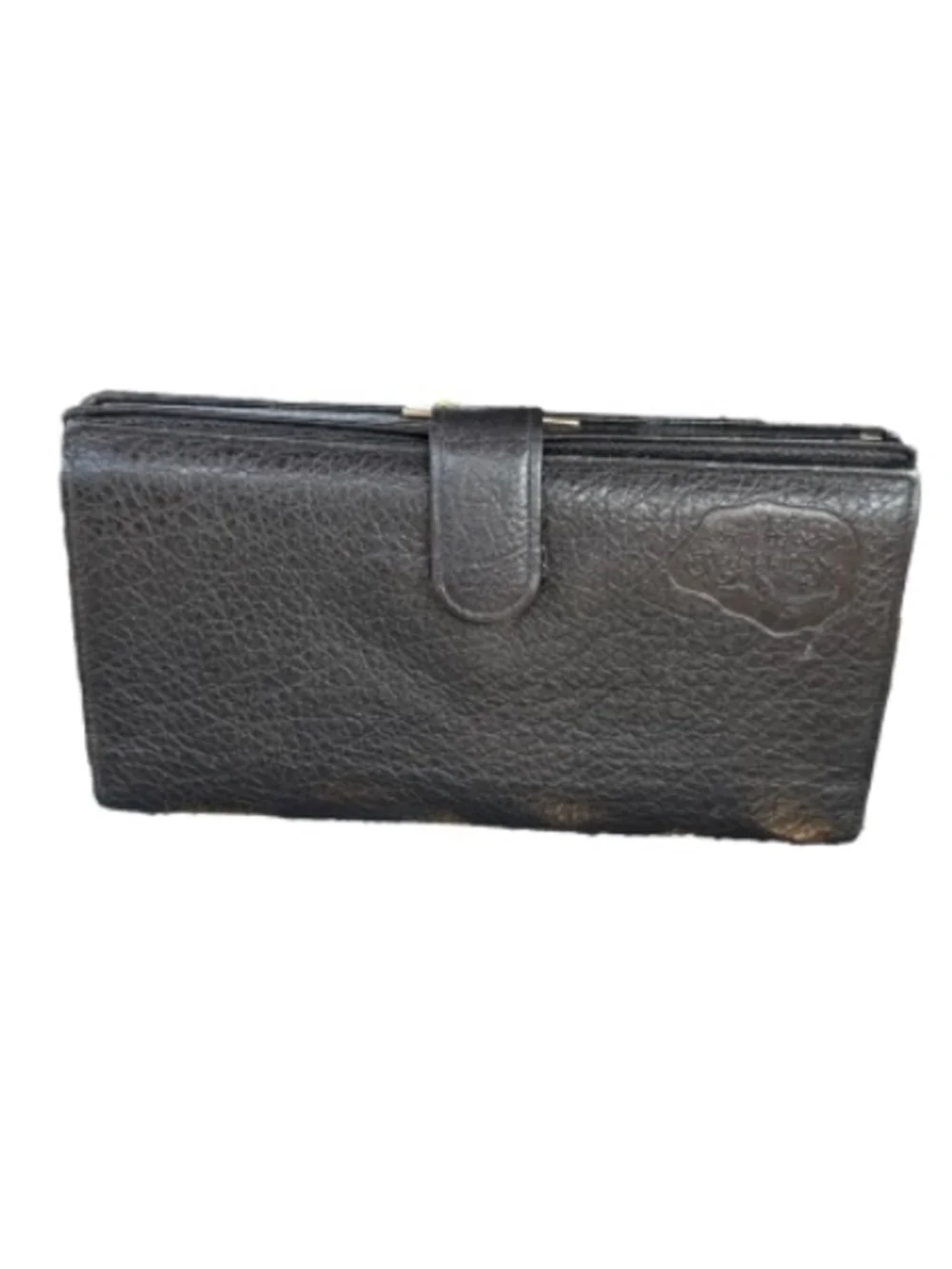 Carlos Falchi vintage black buffalo  pebbled Leather Wallet